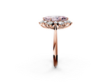 Rose gold Fancy Pink Marquise  Diamond Cluster Halo Ring with Solitaire Band and Four-Prong Setting_22