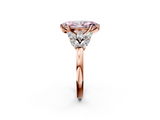 Rose gold Fancy Pink Marquise  Diamond Cluster Leaf Design Ring with Prong Setting_68