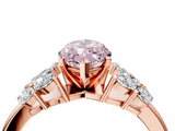 Rose gold Fancy Pink Marquise  Diamond Cluster Leaf Design Ring with Prong Setting_70