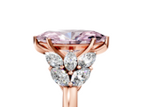Rose gold Fancy Pink Marquise  Diamond Cluster Leaf Design Ring with Prong Setting_71