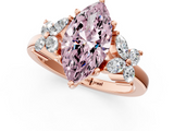 Rose gold Fancy Pink Marquise  Diamond Floral Cluster Ring with Solitaire Band and Prong Setting_63