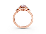 Rose gold Fancy Pink Marquise  Diamond Floral Cluster Ring with Solitaire Band and Prong Setting_65