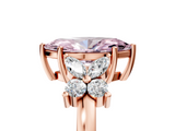 Rose gold Fancy Pink Marquise  Diamond Floral Cluster Ring with Solitaire Band and Prong Setting_67