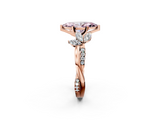 Rose gold Fancy Pink Marquise  Diamond Floral Vine Solitaire Engagement Ring_5