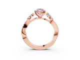Rose gold Fancy Pink Marquise  Diamond Floral Vine Solitaire Engagement Ring_6
