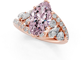 Rose gold Fancy Pink Marquise  Diamond Halo Ring with Marquise and Pavé Band in Prong Setting_76