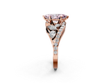 Rose gold Fancy Pink Marquise  Diamond Halo Ring with Marquise and Pavé Band in Prong Setting_77