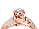 Rose gold Fancy Pink Marquise  Diamond Halo Ring with Marquise and Pavé Band in Prong Setting_79