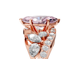 Rose gold Fancy Pink Marquise  Diamond Halo Ring with Marquise and Pavé Band in Prong Setting_80