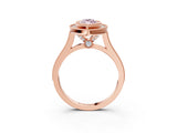 Rose gold Fancy Pink Marquise  Diamond Halo Ring with Milgrain Frame and Pavé Band_63