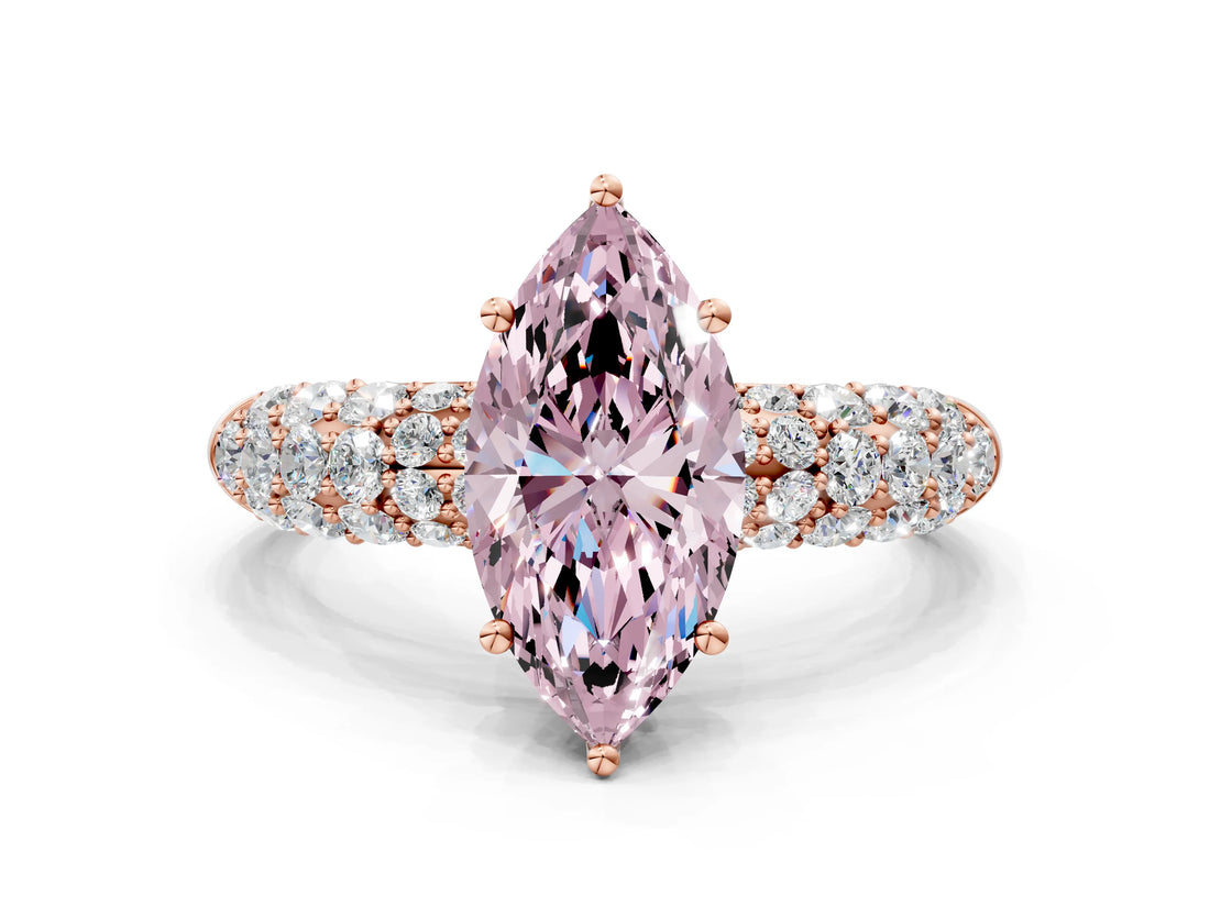 Rose gold Fancy Pink Marquise  Diamond Pavé Band Solitaire Ring with Four-Prong Setting_50