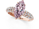 Rose gold Fancy Pink Marquise  Diamond Pavé Band Solitaire Ring with Four-Prong Setting_51