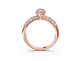 Rose gold Fancy Pink Marquise  Diamond Pavé Band Solitaire Ring with Four-Prong Setting_53