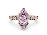 Rose gold Fancy Pink Marquise  Diamond Pavé Band Solitaire with Four-Prong Setting_184