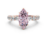 Rose gold Fancy Pink Marquise  Diamond Pavé Band Solitaire with Four-Prong Setting_3