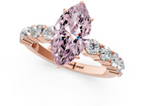 Rose gold Fancy Pink Marquise  Diamond Pavé Band Solitaire with Four-Prong Setting_4
