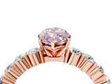 Rose gold Fancy Pink Marquise  Diamond Pavé Band Solitaire with Four-Prong Setting_7