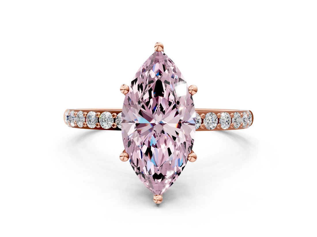 Rose gold Fancy Pink Marquise  Diamond Pavé Band with Six-Prong Setting_27