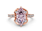 Rose gold Fancy Pink Marquise  Diamond Pave Band with Floral Prong Setting_27