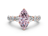 Rose gold Fancy Pink Marquise  Diamond Prong Setting with Side Stones on a Pave Band_124