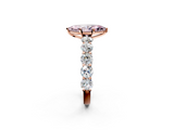 Rose gold Fancy Pink Marquise  Diamond Prong Setting with Side Stones on a Pave Band_126