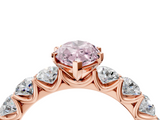 Rose gold Fancy Pink Marquise  Diamond Prong Setting with Side Stones on a Pave Band_128