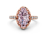 Rose gold Fancy Pink Marquise  Diamond Solitaire Ring with Shared Prong Pavé Band_53