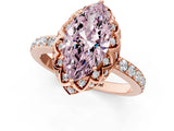 Rose gold Fancy Pink Marquise  Diamond Solitaire Ring with Shared Prong Pavé Band_54
