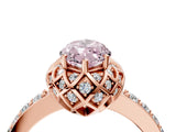 Rose gold Fancy Pink Marquise  Diamond Solitaire Ring with Shared Prong Pavé Band_57