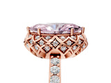 Rose gold Fancy Pink Marquise  Diamond Solitaire Ring with Shared Prong Pavé Band_58