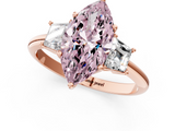 Rose gold Fancy Pink Marquise  Diamond Three-Stone Ring with Trapezoid Side Stones and Prong Setting_18