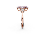Rose gold Fancy Pink Marquise  Diamond Three-Stone Ring with Trapezoid Side Stones and Prong Setting_19