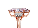 Rose gold Fancy Pink Marquise  Diamond Three-Stone Ring with Trapezoid Side Stones and Prong Setting_22