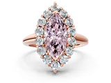 Rose gold Fancy Pink Marquise  Halo Cluster Diamond Engagement Ring with Prong Setting and Polished Band_20