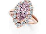 Rose gold Fancy Pink Marquise  Halo Cluster Diamond Engagement Ring with Prong Setting and Polished Band_21