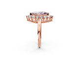 Rose gold Fancy Pink Marquise  Halo Cluster Diamond Engagement Ring with Prong Setting and Polished Band_22