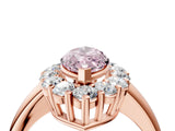 Rose gold Fancy Pink Marquise  Halo Cluster Diamond Engagement Ring with Prong Setting and Polished Band_24