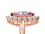 Rose gold Fancy Pink Marquise  Halo Cluster Diamond Engagement Ring with Prong Setting and Polished Band_25