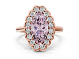 Rose gold Fancy Pink Marquise  Halo Cluster Diamond Engagement Ring with Solitaire Band and Prong Setting_49