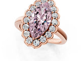 Rose gold Fancy Pink Marquise  Halo Cluster Diamond Engagement Ring with Solitaire Band and Prong Setting_50