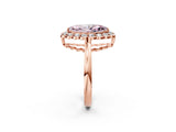 Rose gold Fancy Pink Marquise  Halo Cluster Diamond Engagement Ring with Solitaire Band and Prong Setting_51