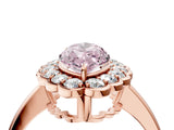 Rose gold Fancy Pink Marquise  Halo Cluster Diamond Engagement Ring with Solitaire Band and Prong Setting_53