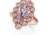 Rose gold Fancy Pink Marquise  Halo Diamond Cluster Engagement Ring with Milgrain Bezel Setting and Solitaire Band_34