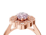 Rose gold Fancy Pink Marquise  Halo Diamond Cluster Engagement Ring with Milgrain Bezel Setting and Solitaire Band_37