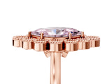 Rose gold Fancy Pink Marquise  Halo Diamond Cluster Engagement Ring with Milgrain Bezel Setting and Solitaire Band_38