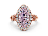 Rose gold Fancy Pink Marquise  Halo Diamond Engagement Ring with Filigree Band and Four-Prong Setting_81