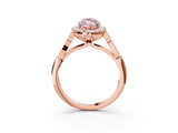 Rose gold Fancy Pink Marquise  Halo Diamond Engagement Ring with Filigree Band and Four-Prong Setting_84