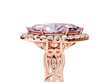 Rose gold Fancy Pink Marquise  Halo Diamond Engagement Ring with Filigree Band and Four-Prong Setting_86