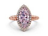 Rose gold Fancy Pink Marquise  Halo Diamond Engagement Ring with Intricate Filigree Band and Four-Prong Setting_36