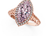 Rose gold Fancy Pink Marquise  Halo Diamond Engagement Ring with Intricate Filigree Band and Four-Prong Setting_37